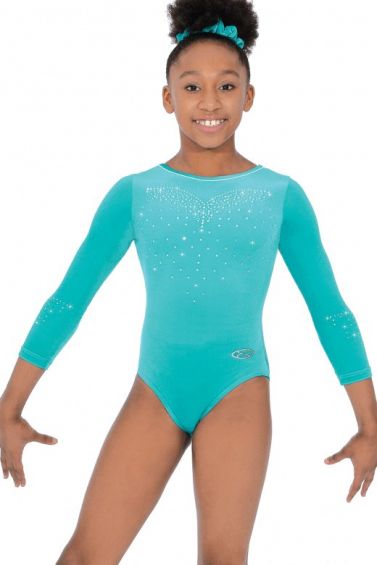 Girls Diamond Round Neck Sleeveless Gymnastics Leotard